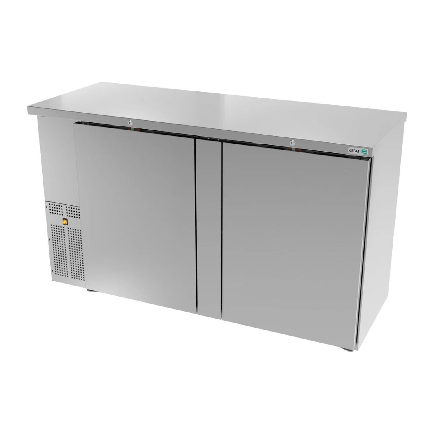 REFRIGERADOR DE CONTRA BARRA EN A.I. - 2 PUERTAS SOLIDAS - CERRADURAS EN PUERTAS - LUZ INT. SLIM LINE