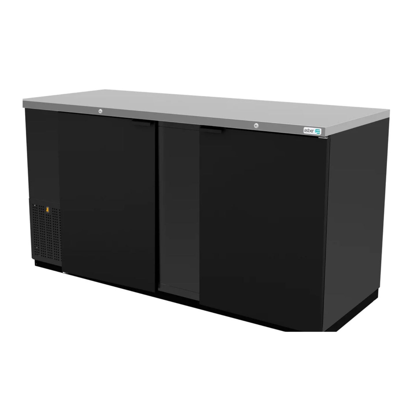 REFRIGERADOR DE CONTRA BARRA EN VINYL NEGRO - 2 PUERTAS SOLIDAS - CERRADURAS EN PUERTAS + LUZ INT.