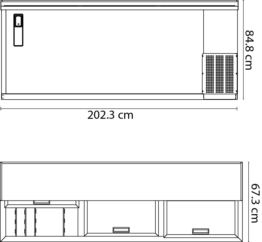 BOTELLERO REFRIGERADO EN VINYL NEGRO - 3 PUERTAS SOLIDAS CORREDIZAS