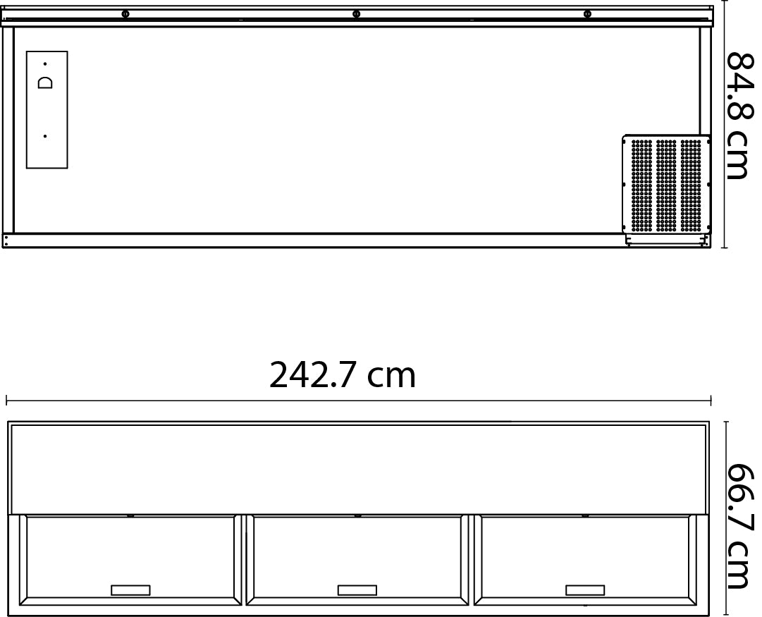 BOTELLERO REFRIGERADO EN VINYL NEGRO - 3 PUERTAS SOLIDAS CORREDIZAS