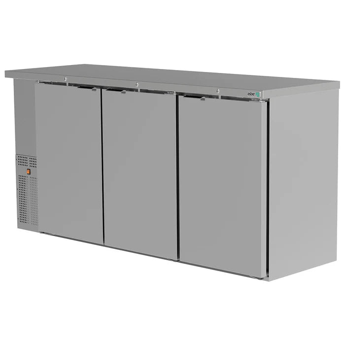REFRIGERADOR DE CONTRA BARRA EN A.I. - 3 PUERTAS SOLIDAS - CERRADURAS EN PUERTAS - LUZ INT. SLIM LINE
