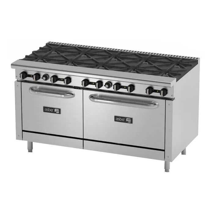 ESTUFA A GAS DE 10 FUEGOS ABIERTOS + 2 HORNOS 24" Y 36". RESTAURANT LINE