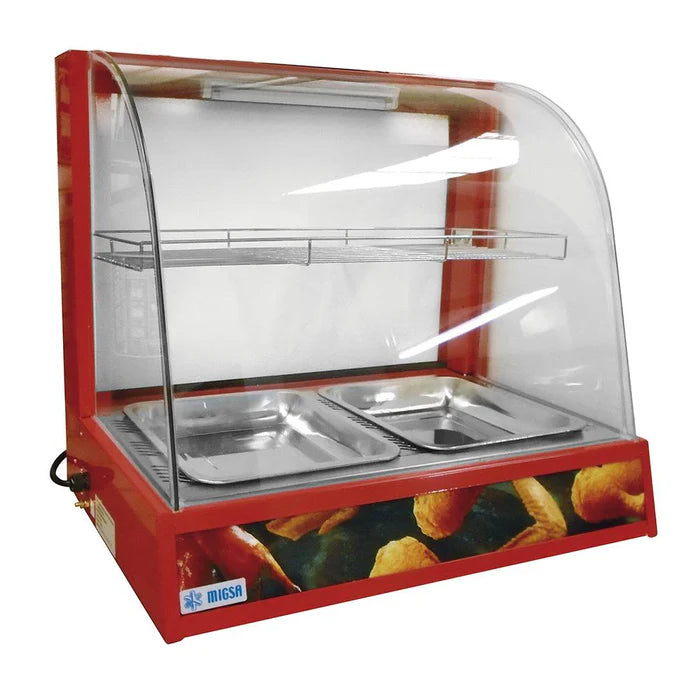 Vitrina Caliente Vidrio Curbo Sobre Mostrador 110V Migsa BN-660R