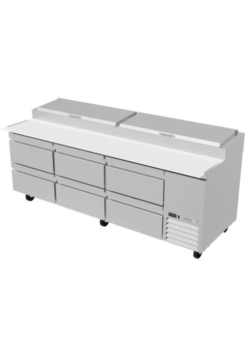 MESA REFRIG. DE PREP. - PIZZAS. TABLA DE CORTE DE 19". 6 CAJONES. PREMIUM LINE. NUEVO LANZAMIENTO. PRECIO EN PROMOCIÓN