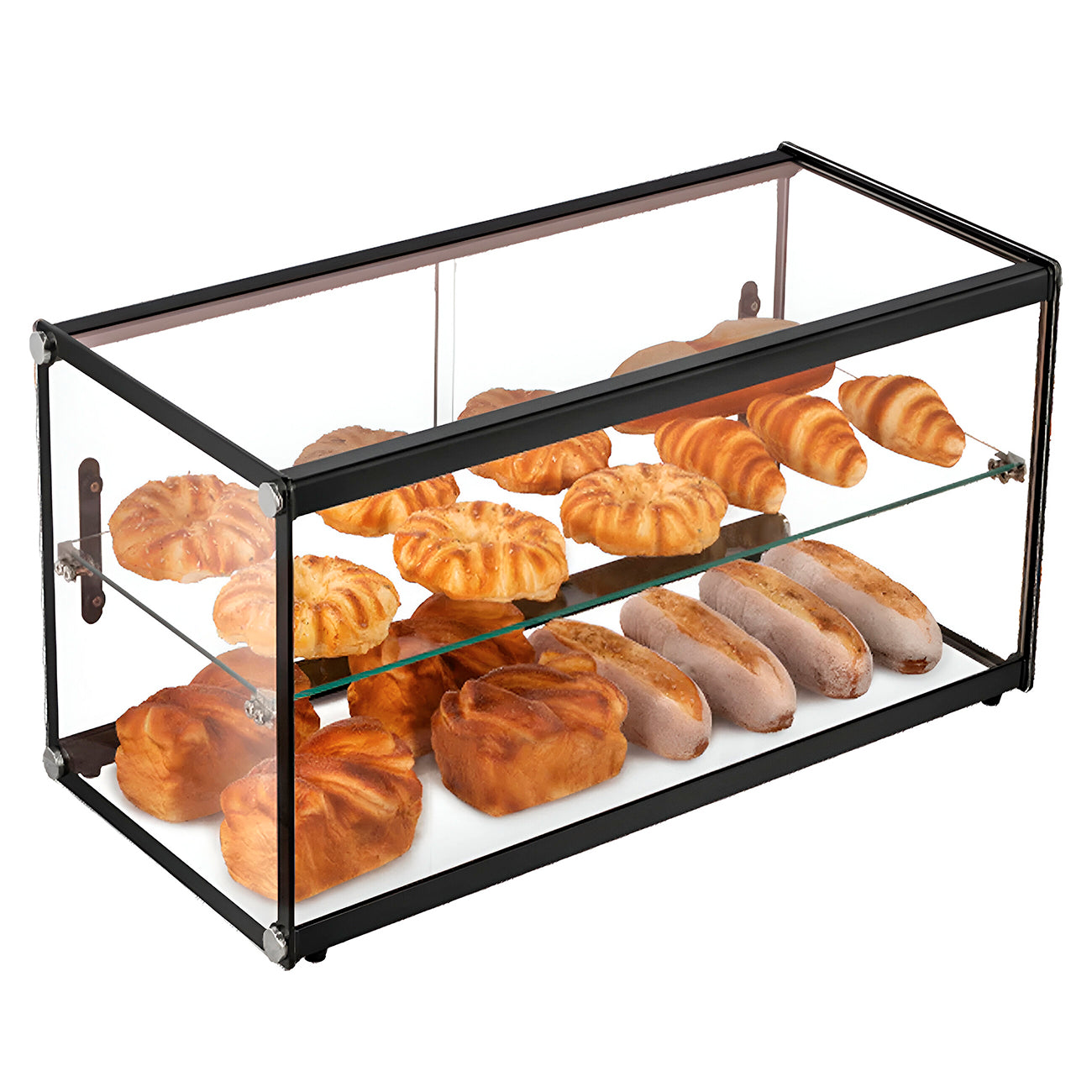 Vitrina exhibidora neutra cristal recto con dos niveles y un entrepaño, capacidad 90 l. peso 21.5 kg. Migsa zw-90