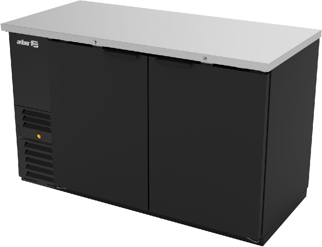 Refrigerador Contra Barra Asber 2 Puertas Solidas Acero Inoxidable Luz Interior 19´Asber ABBC-58-HC