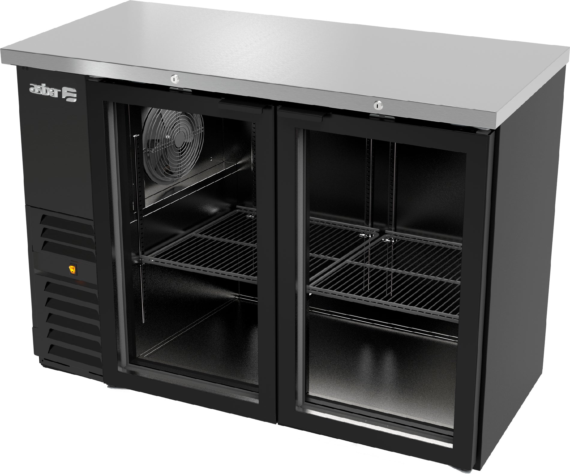 Refrigerador Contra-Barra Asber 2 Puertas de Cristal con Cerradura en Puertas y Luz Interior ABBC-24-48 HC/S HC
