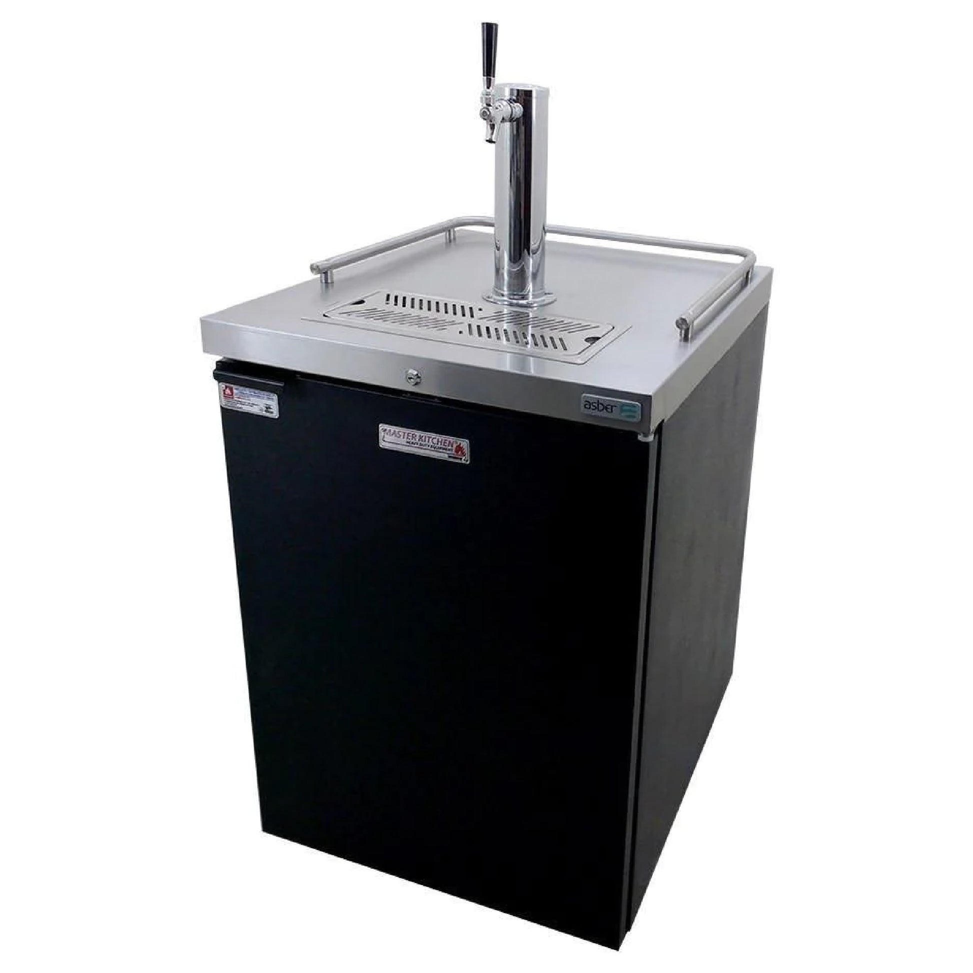Dispensador de Cerveza Refrigerado Acero Inoxidable 1 Torre con Cerradura en la Puerta y Luz Interior