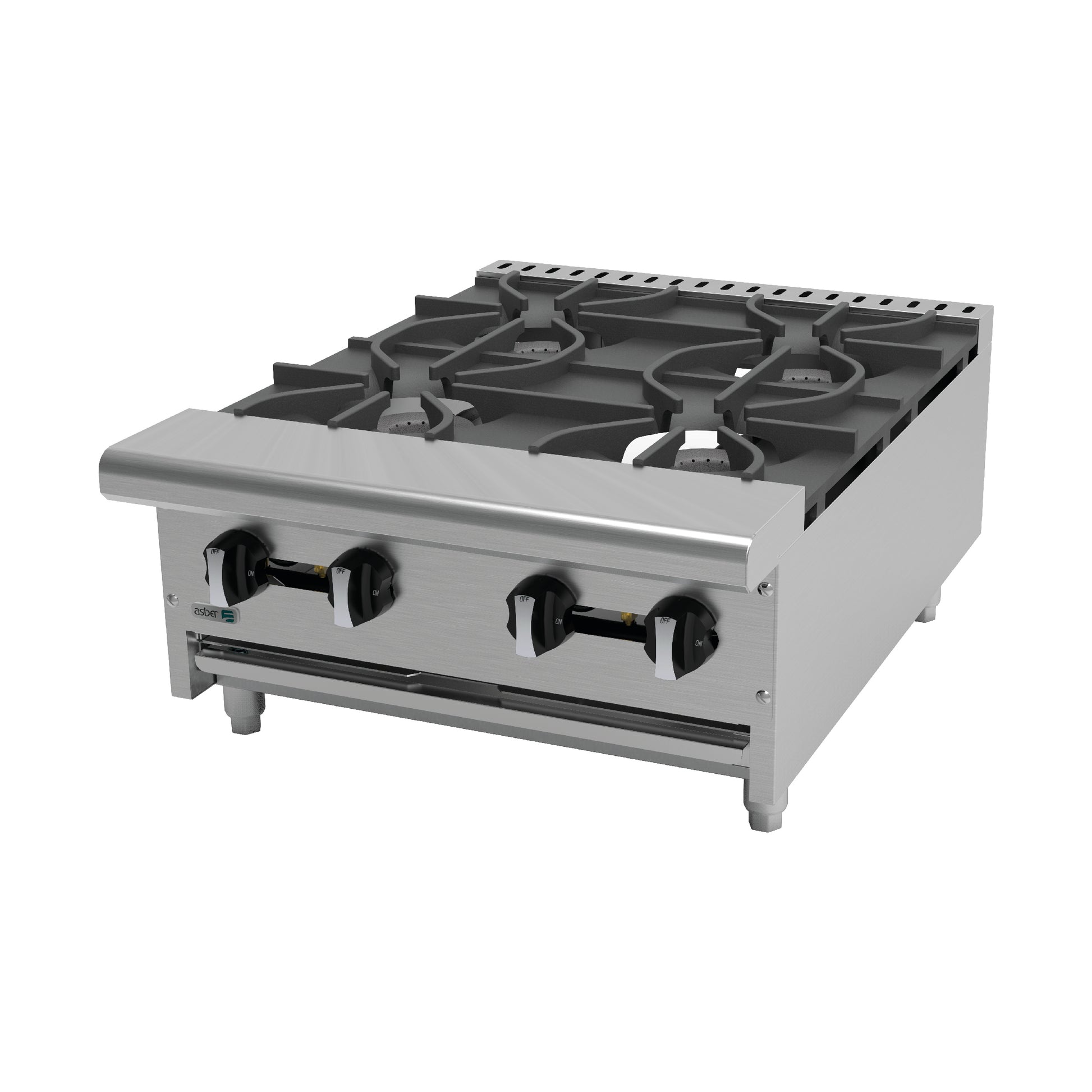 Parrillas a Gas de 4 Fuegos Abiertos Acero Inoxidable Asber AEHP-4-24