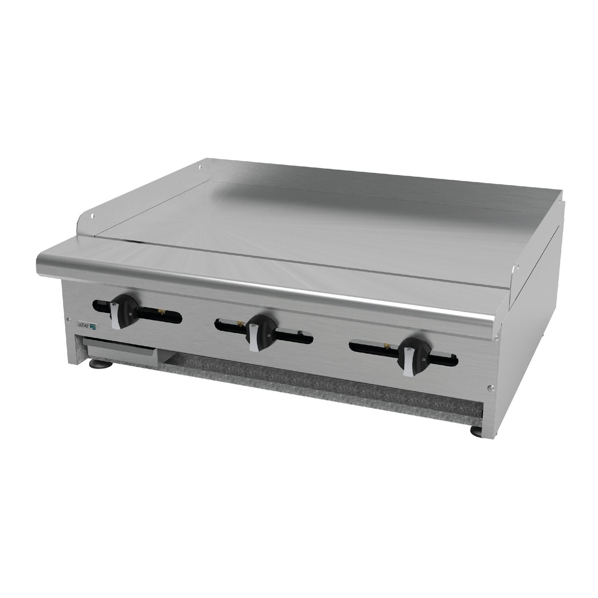 Plancha Lisa a Gas con Placa de 3/4" Acero Inoxidable Teriyaki Teppanyaki Asber AEMG-36-H