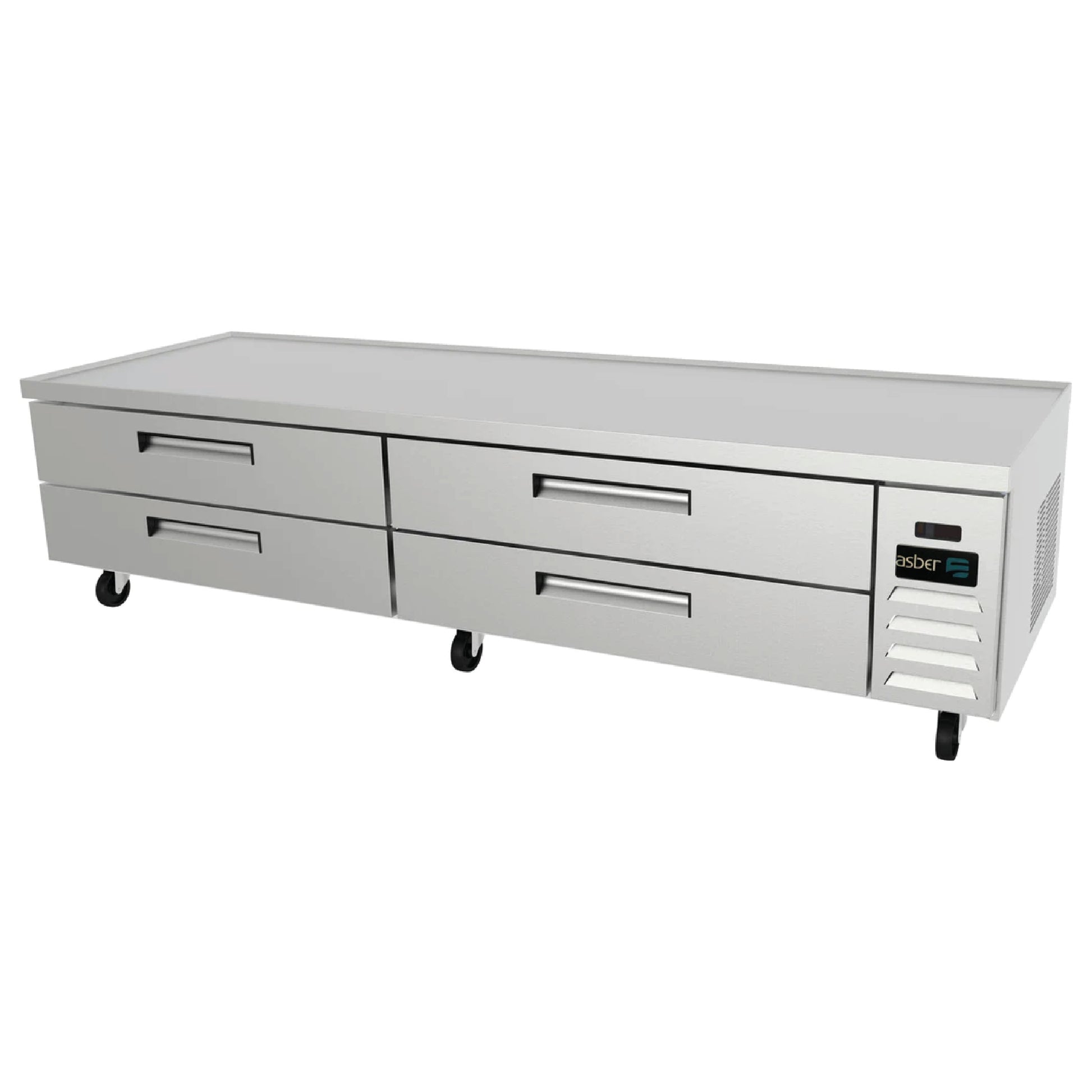 Base De Chef Refrigerada Asber Con 4 Cajones Cubierta Con Borde Antiderrame ACBR-96 HC