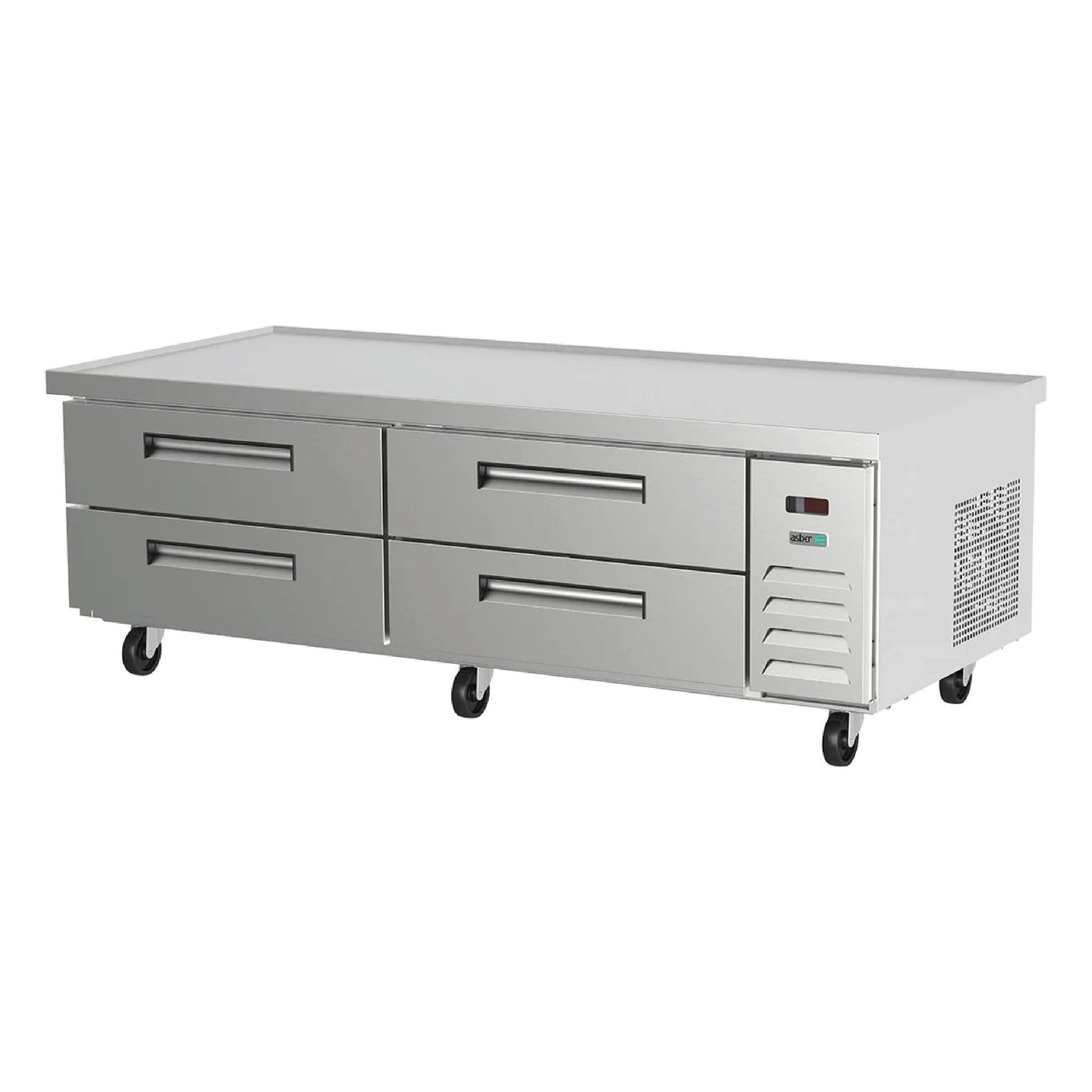 Base De Chef Refrigerada Asber Con 4 Cajones Cubierta Con Borde Antiderrame ACBR-72 HC