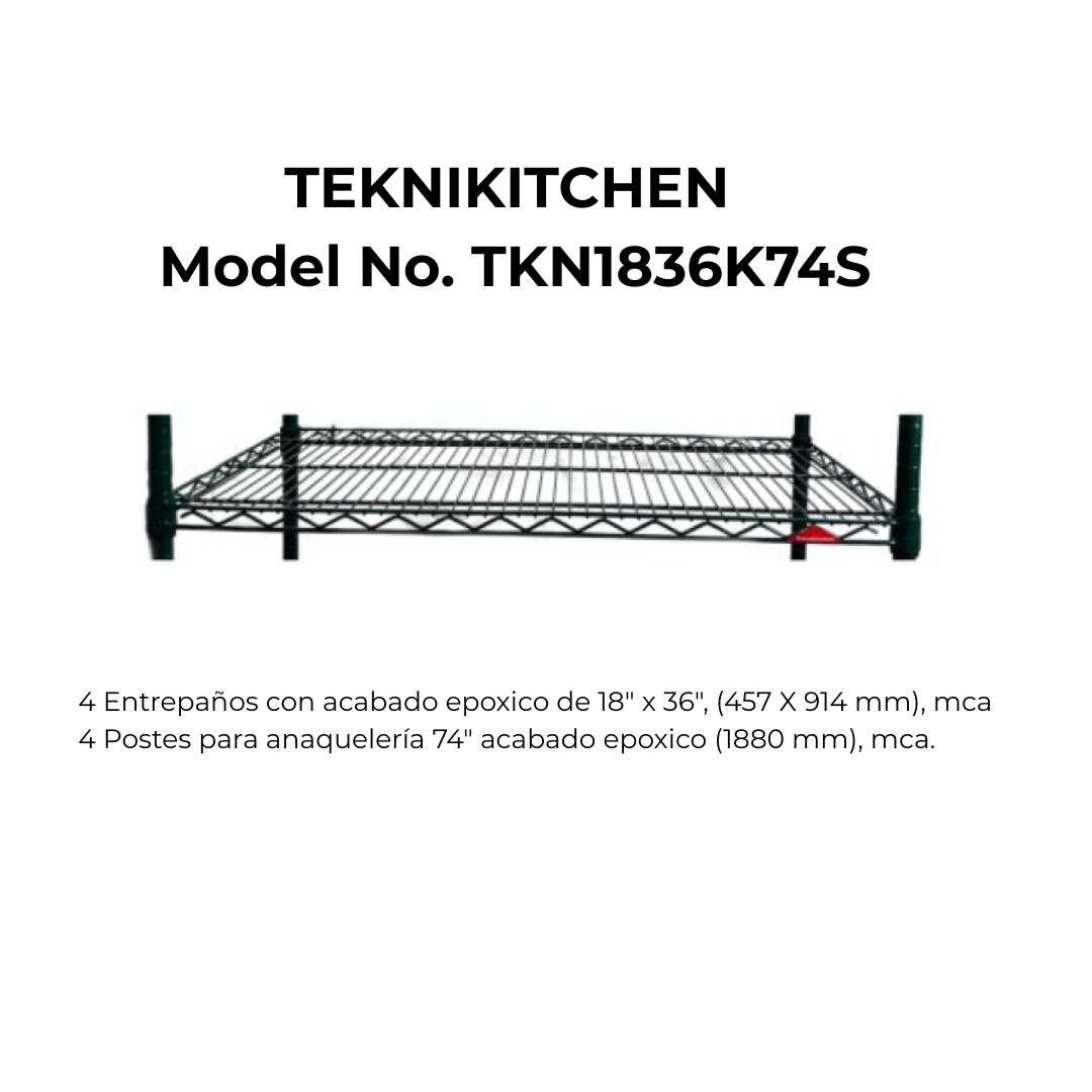 Anaquel metálico compacto ideal para optimizar espacios reducidos en cocinas profesionales.  Model No. TKN1836K74S
