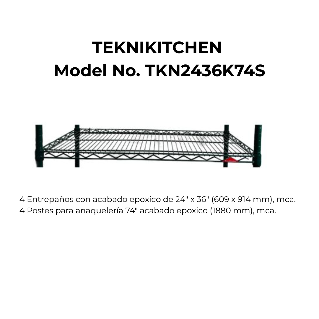 Anaquel de mayor profundidad para almacenamiento de volumen y carga pesada. Model No. TKN2436K74S