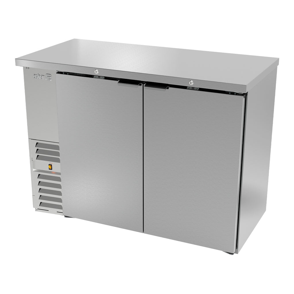 REFRIGERADOR DE CONTRA BARRA EN A.I. - 2 PUERTAS SOLIDAS - CERRADURAS EN PUERTAS - LUZ INT. SLIM LINE