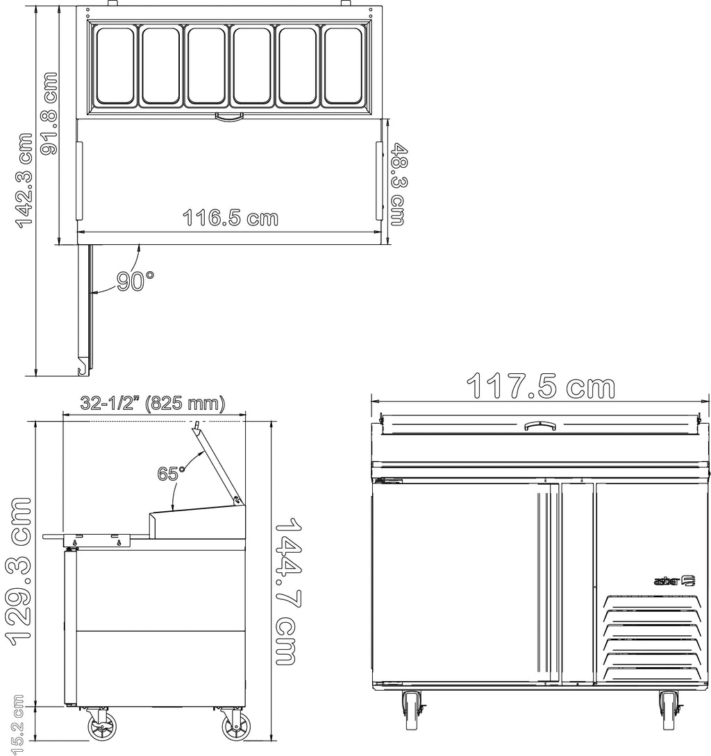 MESA REFRIG. DE PREP. - PIZZAS. TABLA DE CORTE DE 19". 2 CAJONES. PREMIUM LINE. NUEVO LANZAMIENTO. PRECIO EN PROMOCIÓN