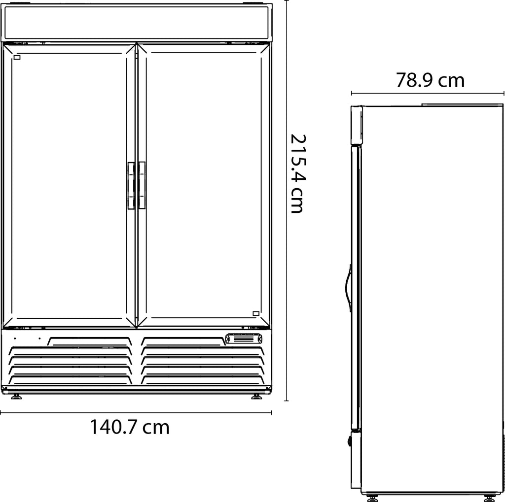 REFRIGERADOR 2 CUERPOS CON DISPLAY - 2 PUERTAS DE CRISTAL. MERCHANDISER LINE
