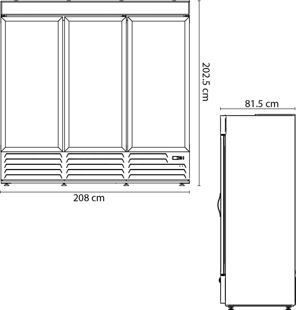 REFRIGERADOR 3 CUERPOS CON DISPLAY - 3 PUERTAS DE CRISTAL. MERCHANDISER LINE