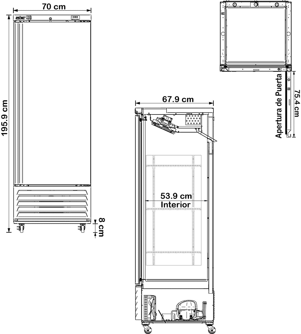 REFRIGERADOR 1 CUERPO - 1 PUERTA SOLIDA. PROFESSIONAL LINE