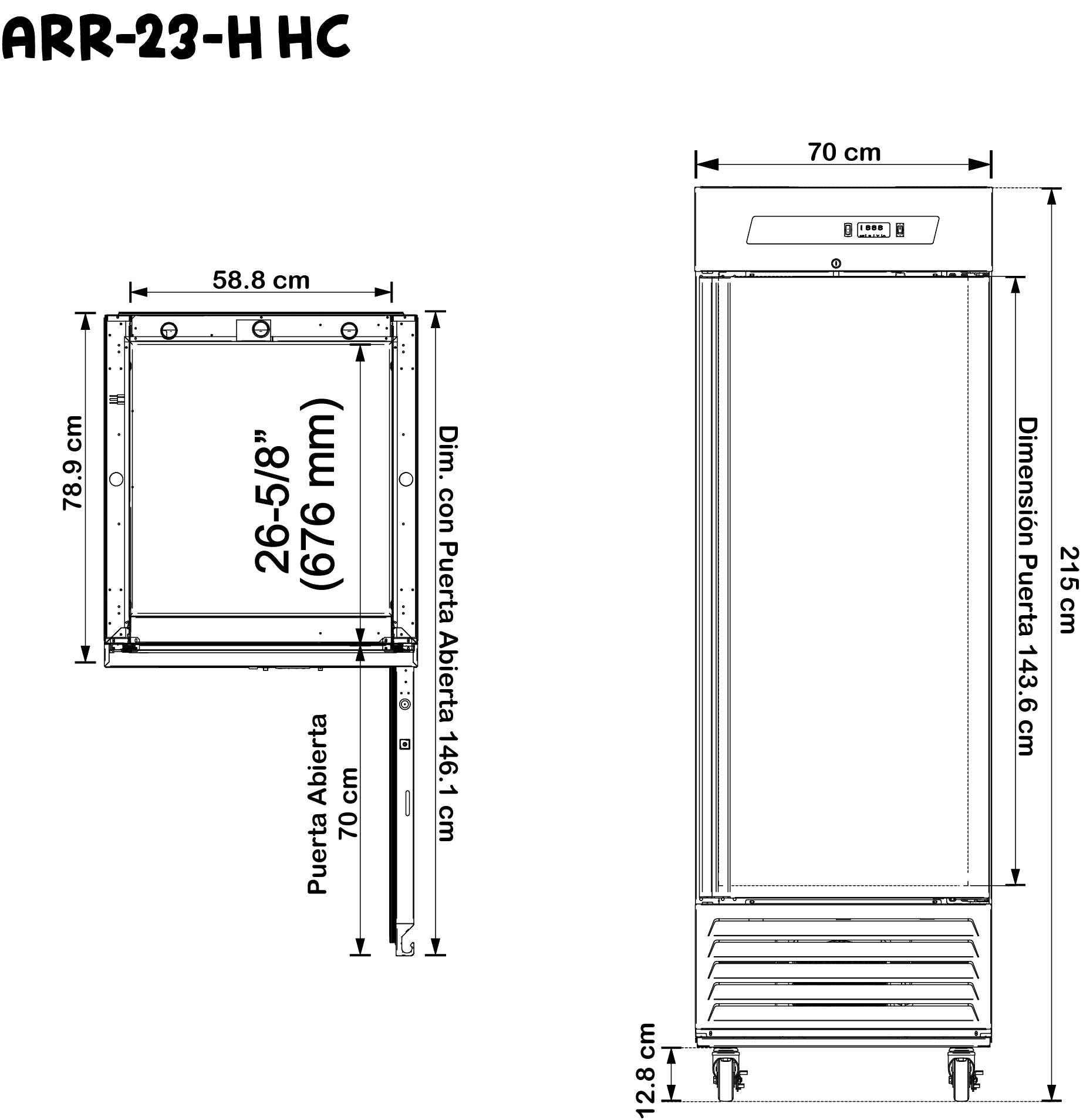 REFRIGERADOR 1 CUERPO - 1 PUERTA SOLIDA. PROFESSIONAL LINE