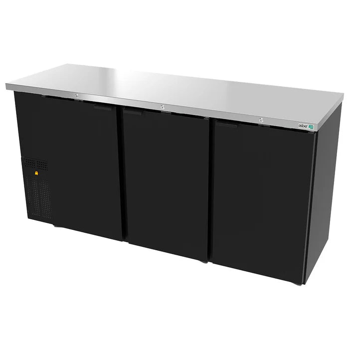 REFRIGERADOR DE CONTRA BARRA EN VINYL NEGRO - 3 PUERTAS SOLIDAS - CERRADURAS EN PUERTAS - LUZ INT. SLIM LINE