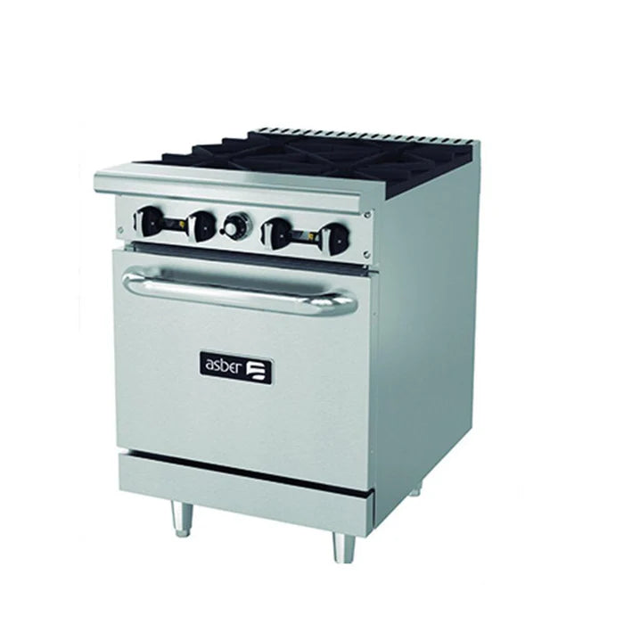 ESTUFA A GAS DE 4 FUEGOS ABIERTOS + HORNO 24". RESTAURANT LINE