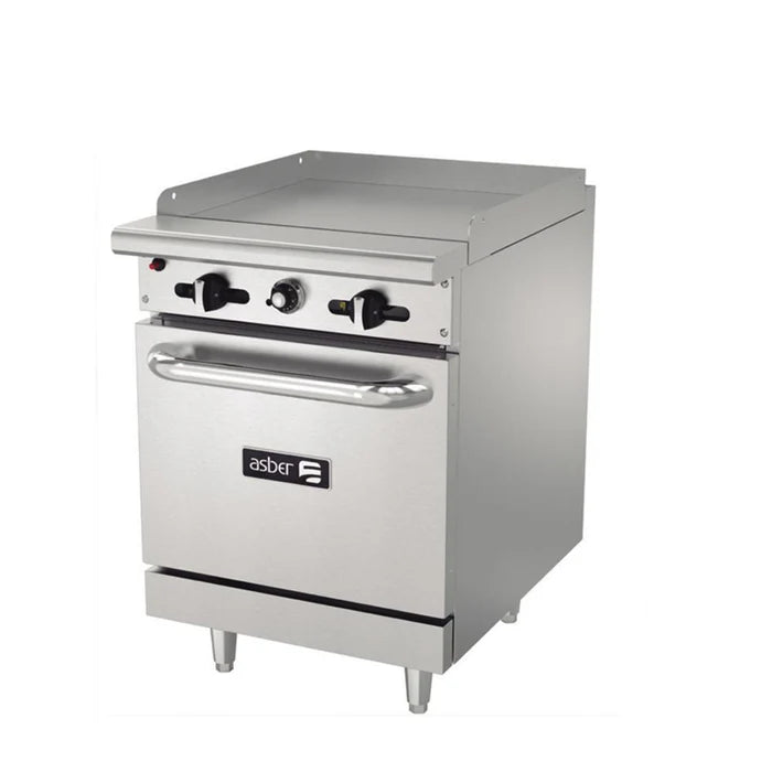 ESTUFA A GAS PLANCHA 24" + HORNO 24". RESTAURANT LINE