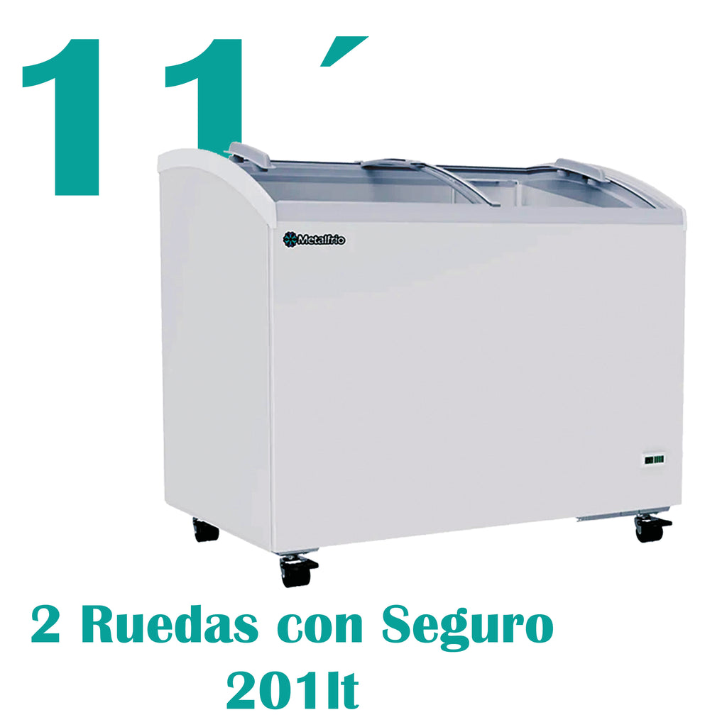 Congelador Horizontal Puerta Cristal Curvo 11fts Metalfrío CHC300