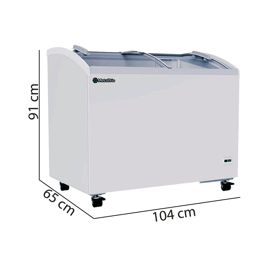 Congelador Horizontal Puerta Cristal Curvo 11fts Metalfrío CHC300