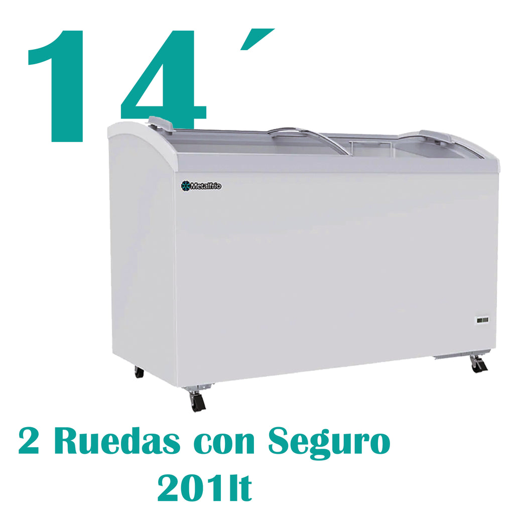 Congelador Horizontal Puerta Cristal Curvo 14fts Metalfrío CHC400