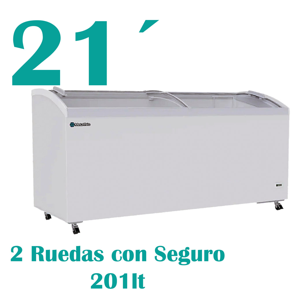 Congelador Horizontal Puerta Cristal Curvo 21fts Metalfrío CHC600