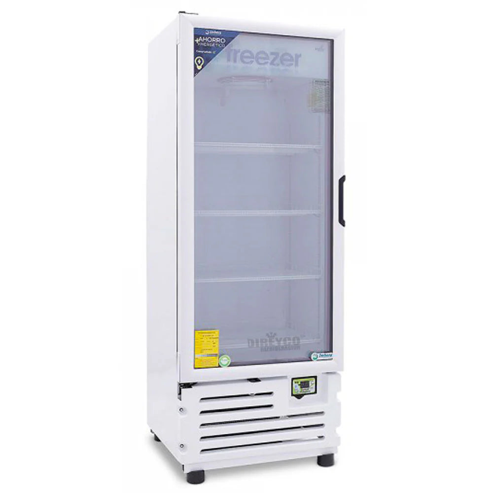 Congelador Vertical 1 Puerta Cristal 16 Pies Luz Led 1/2 HP Imbera Vfs16