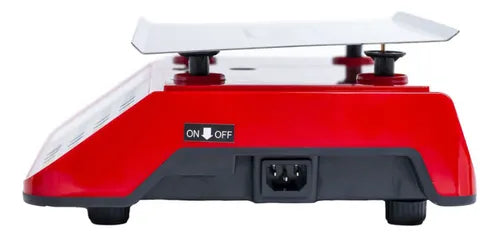 Bascula comercial Peso, Precio y Total, de  30 kg.a 2g. de precisión, carcasa en plástico ABS. Disponible en color: Azul y Rojo. Plato de Acero Inoxidable.