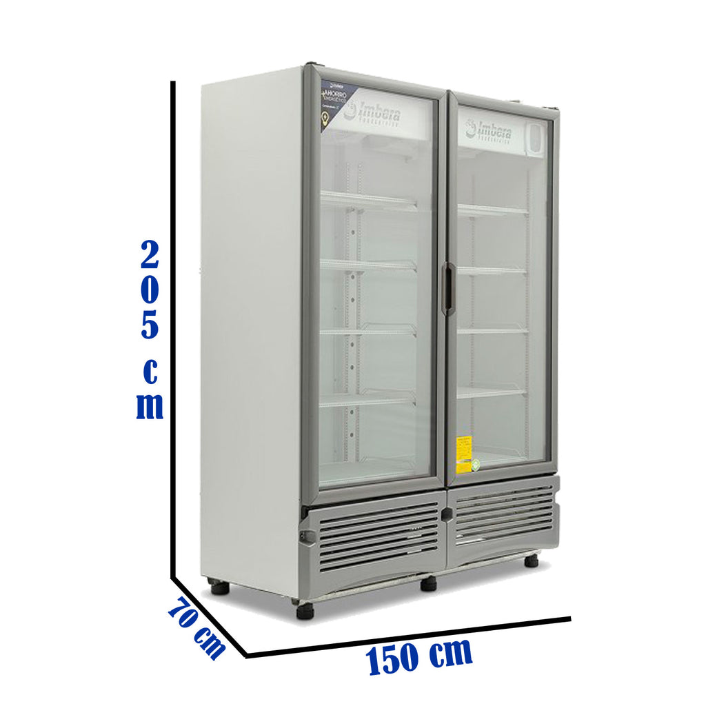 Refrigerador Vertical 2 Puertas Cristal Luz Led 115V. 1/2 HP Imbera G342 2P