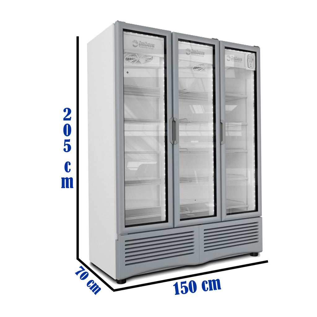 Refrigerador Vertical 3 Puertas Cristal Luz Led 115V. Imbera G342 3P