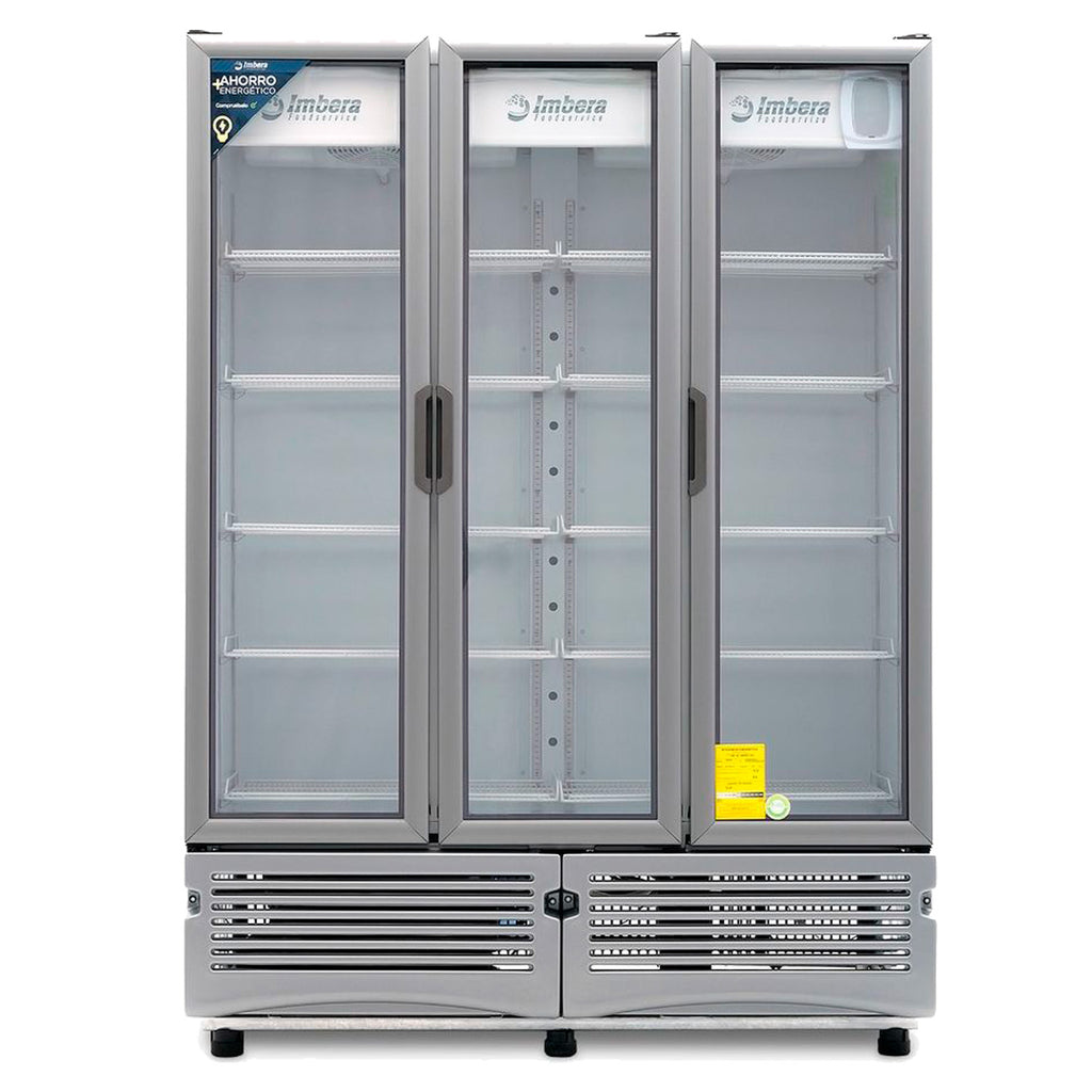 Refrigerador Vertical 3 Puertas Cristal Luz Led 115V. Imbera G342 3P