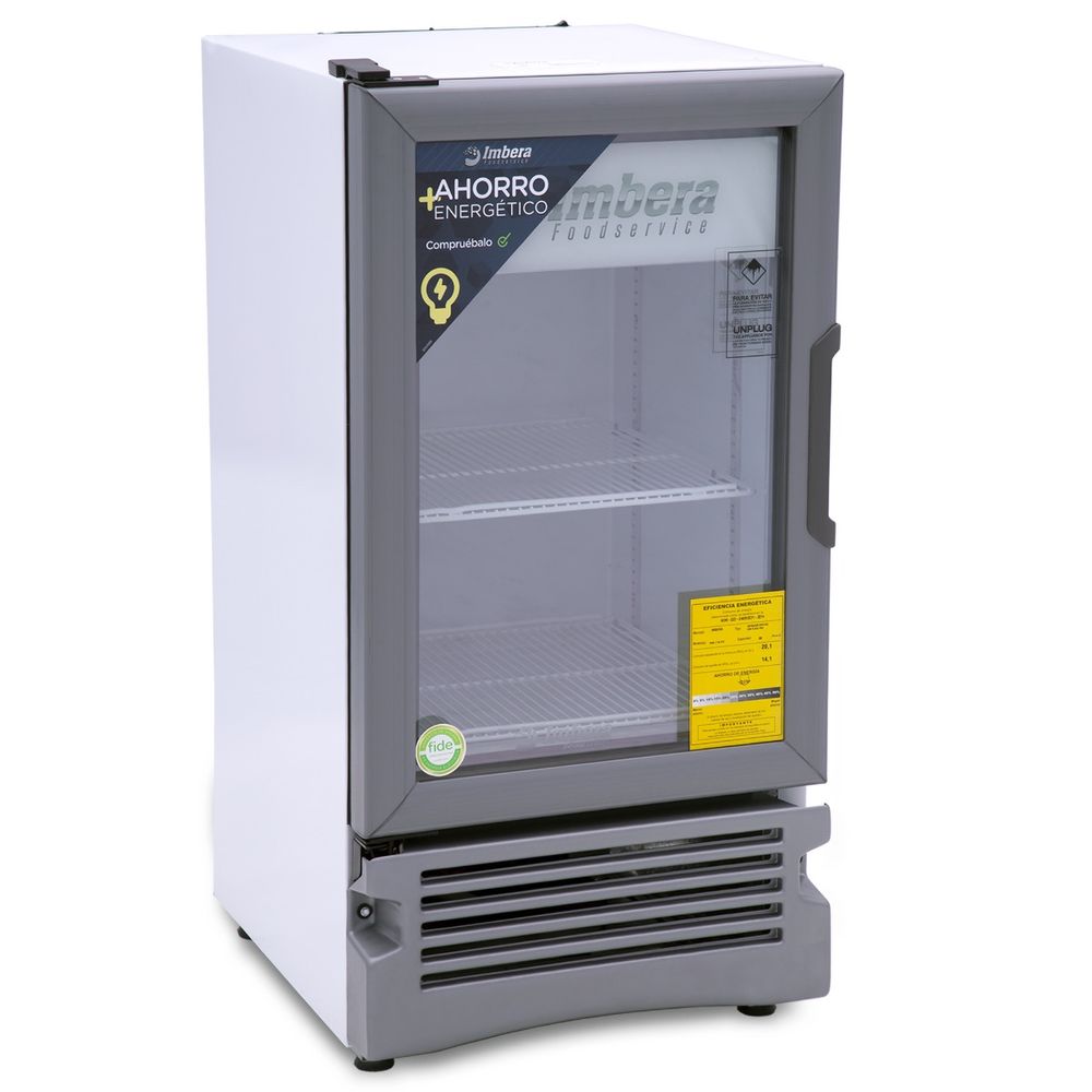 Refrigerador Vertical 4 pies, 1 Puerta Cristal Luz Led 115 V. 1/6 HP Imbera VR04D