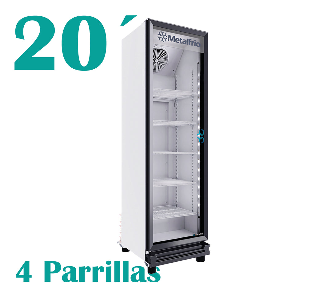 Refrigerador Vertical Full Glass 1 Puerta Cristal 12fts Metalfrío RB410