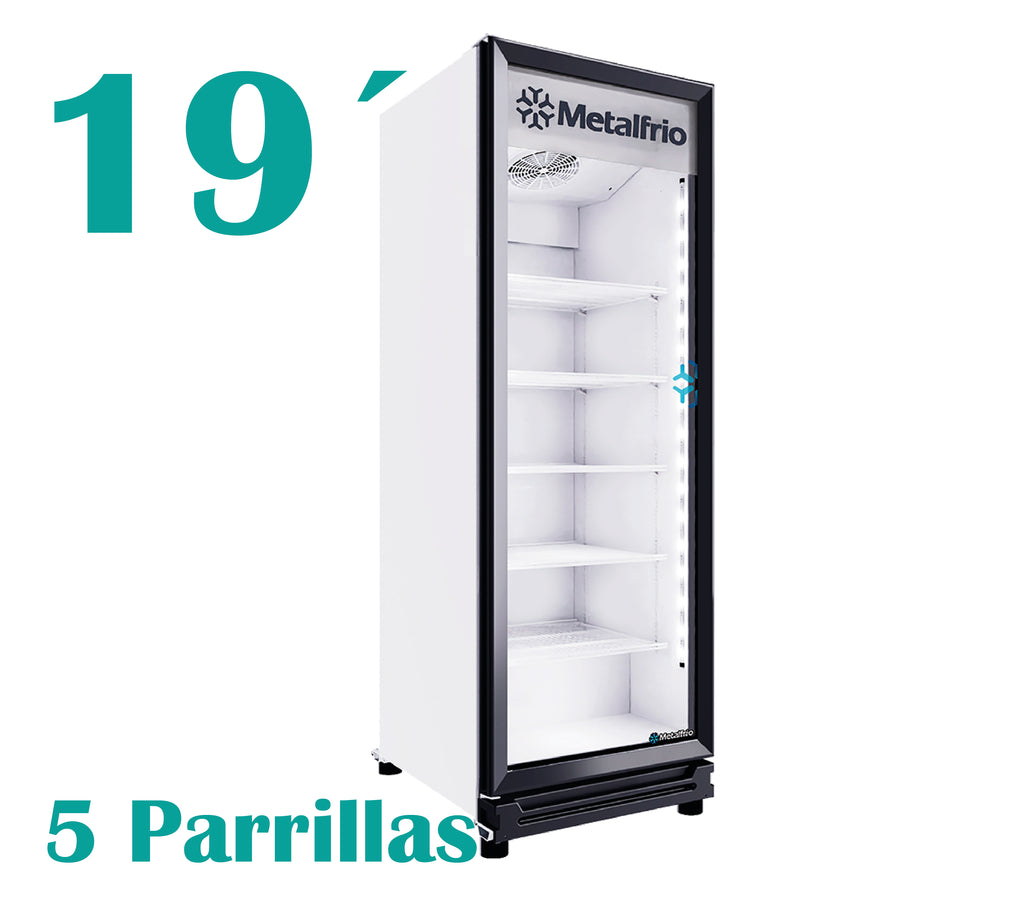 Refrigerador Vertical Full Glass Door 1 Puerta Cristal 21fts Metalfrío RB470