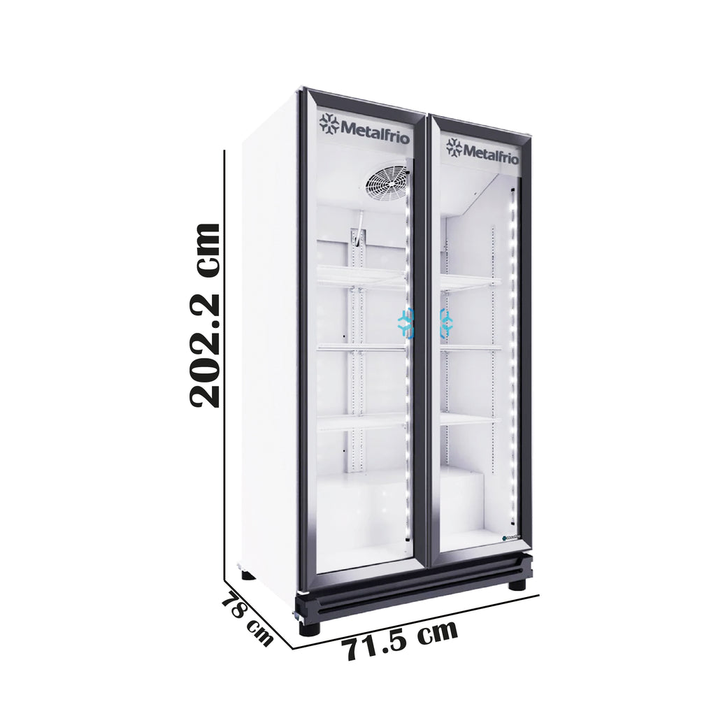 Refrigerador Vertical Full Glass 2 Puertas Cristal 24fts Metalfrío RB550