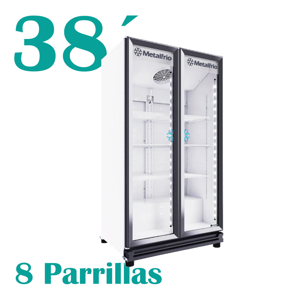 Refrigerador Vertical Full Glass 2 Puertas Cristal 24fts Metalfrío RB550