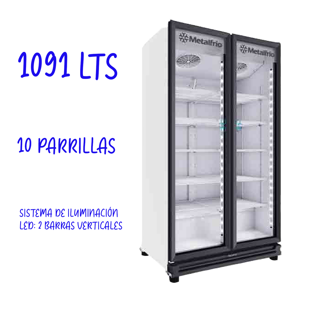 Refrigerador Vertical Full Glass 2 Puertas Cristal 38fts Metalfrío RB680