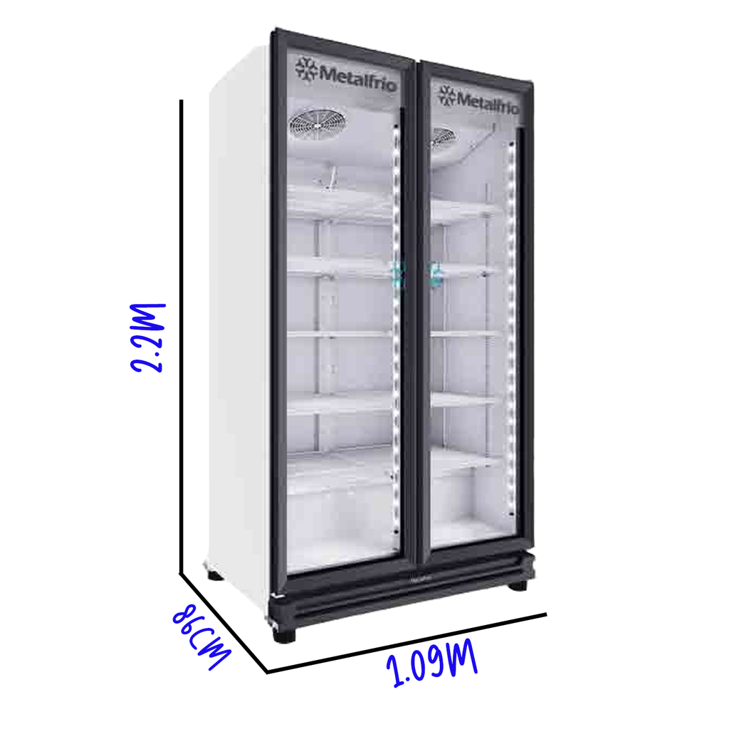 Refrigerador Vertical Full Glass 2 Puertas Cristal 38fts Metalfrío RB680