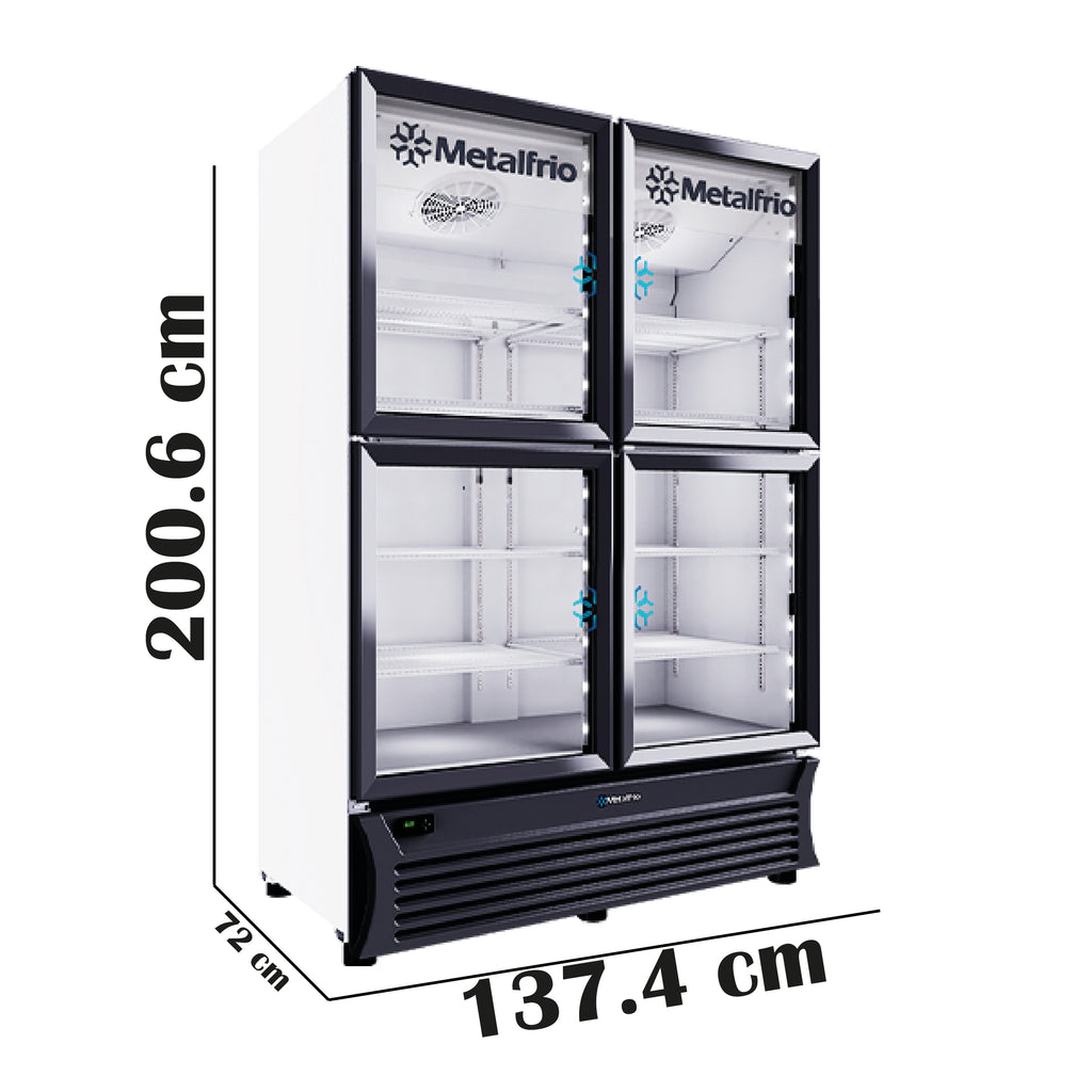 Refrigerador Vertical 4 Puertas Cristal 42fts Metalfrío RB804