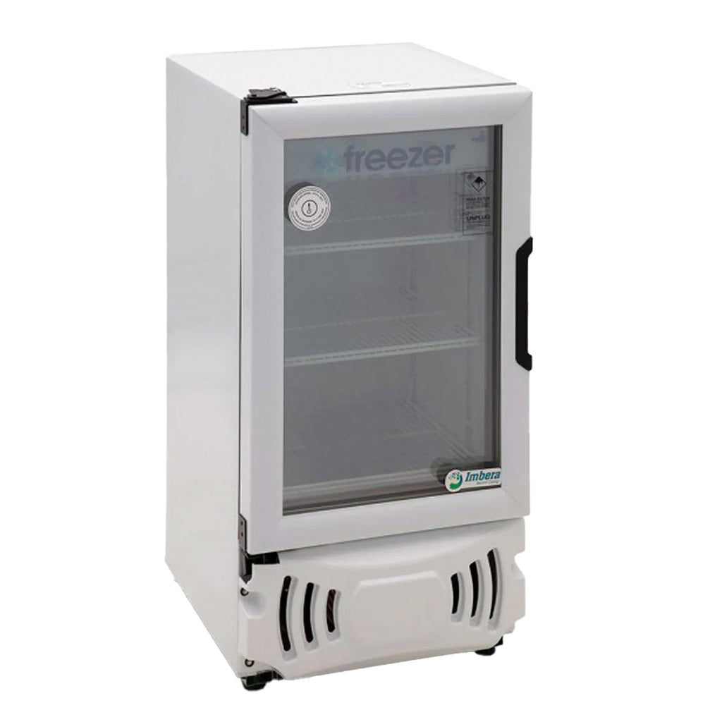 Congelador Vertical 1 Puerta Cristal 4 Pies Luz Led 1/6 HP Imbera Vf04