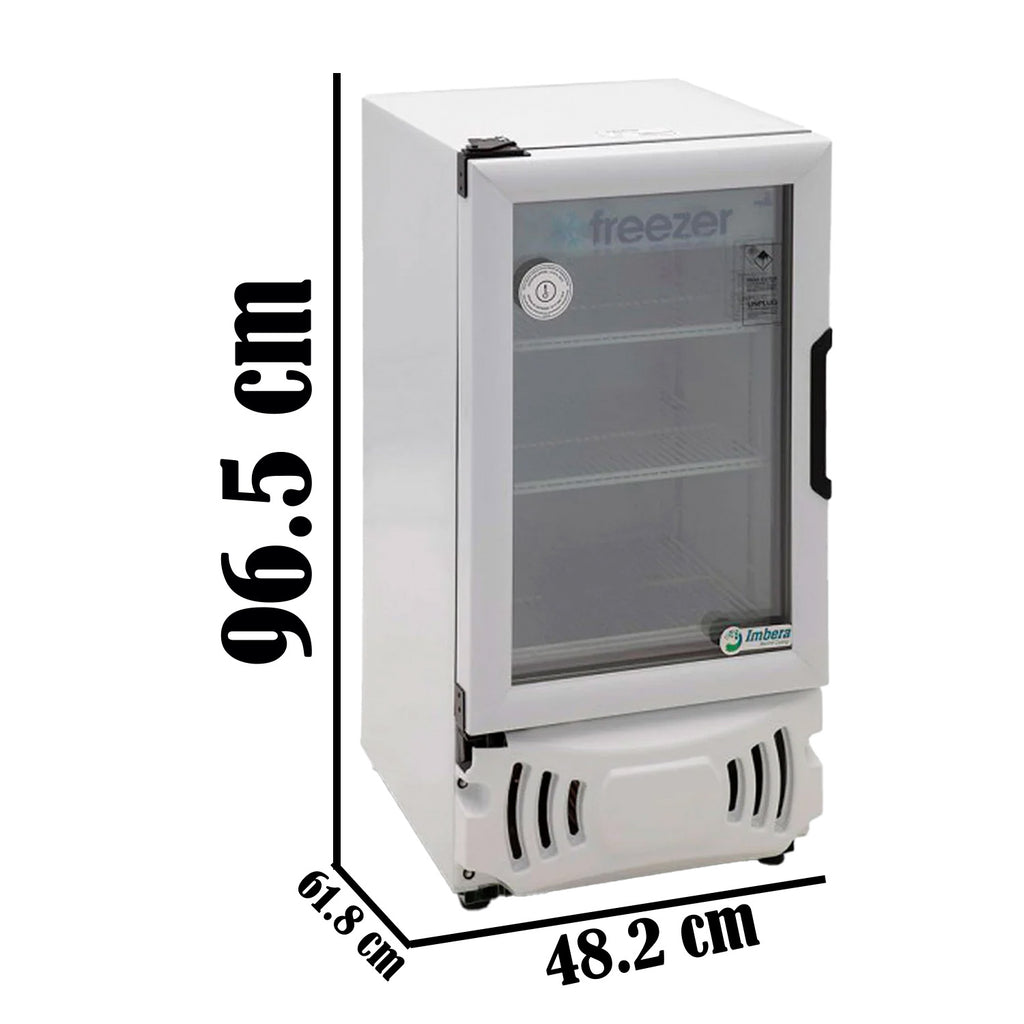 Congelador Vertical 1 Puerta Cristal 4 Pies Luz Led 1/6 HP Imbera Vf04