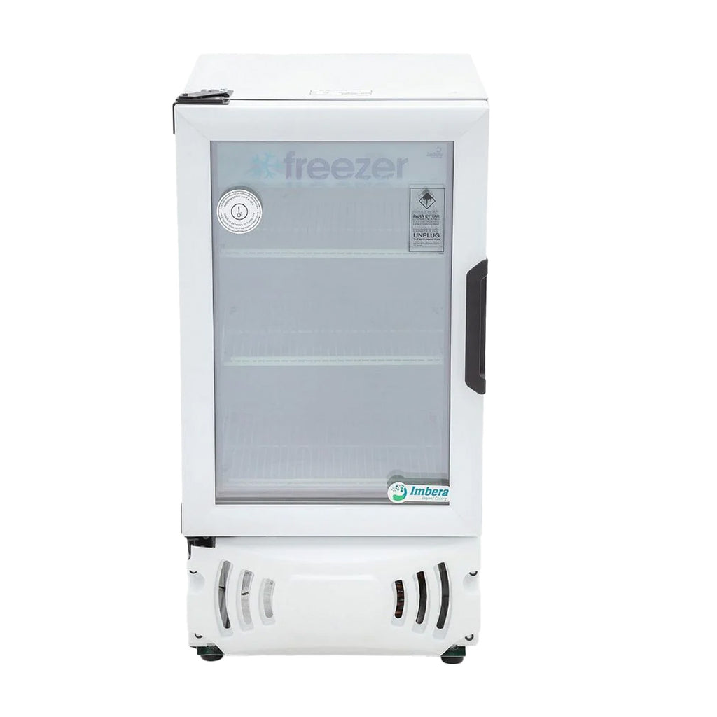 Congelador Vertical 1 Puerta Cristal 4 Pies Luz Led 1/6 HP Imbera Vf04