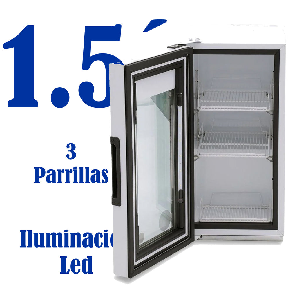 Congelador Vertical 1 Puerta Cristal 1.5 Pies Luz Led 1/8 HP Imbera Vf1.5