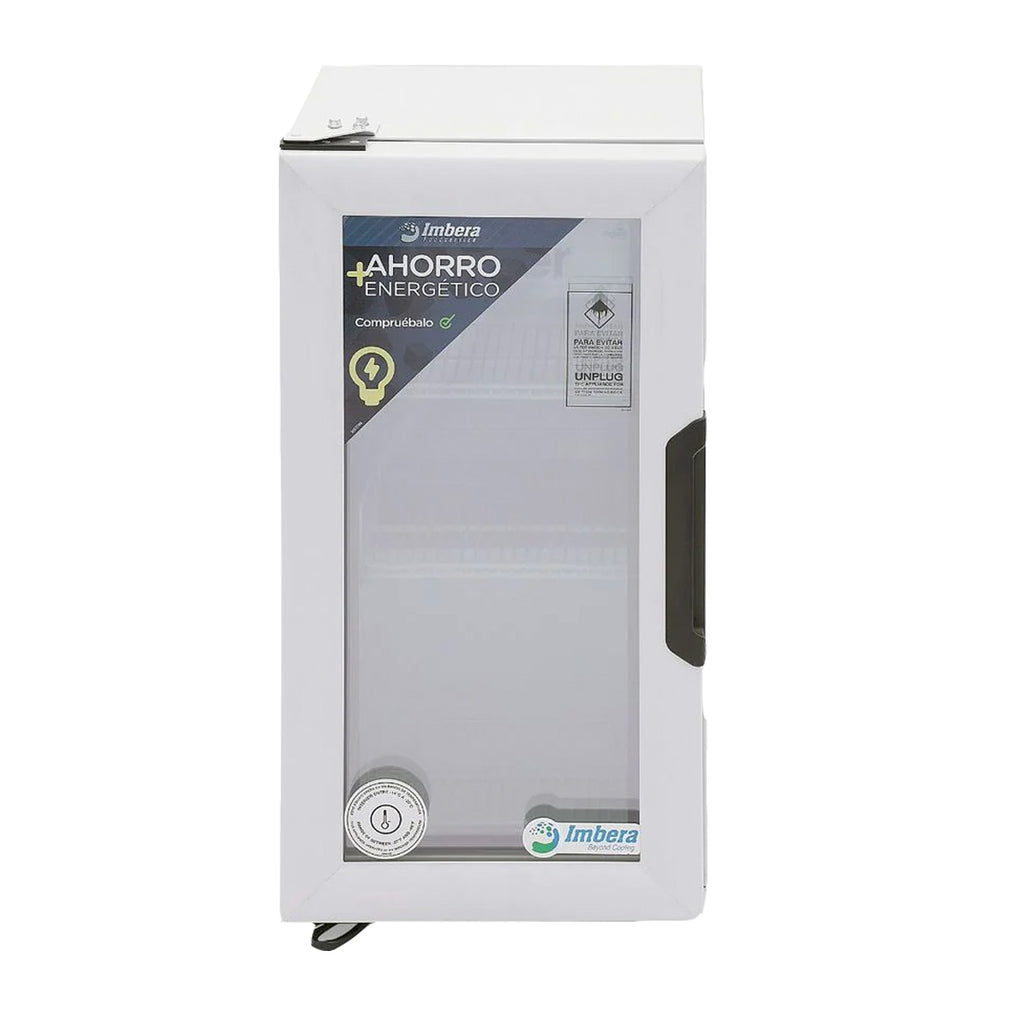 Congelador Vertical 1 Puerta Cristal 1.5 Pies Luz Led 1/8 HP Imbera Vf1.5