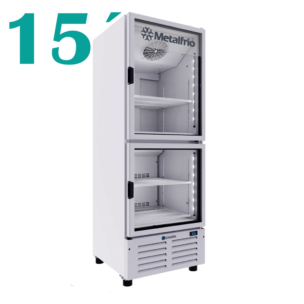 Refrigerador Hibrido Dual 2 Puertas De Cristal Metalfrio VFH20